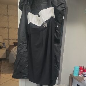 White House Black Market Strapless Black and White Dress